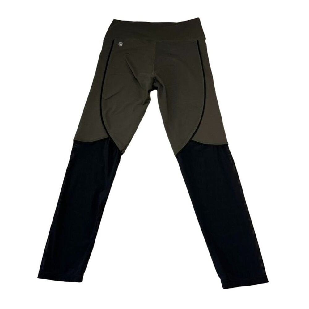 Fabletics Leggings Womens M Black Green Stretch Yoga Gym High Rise Activewear
